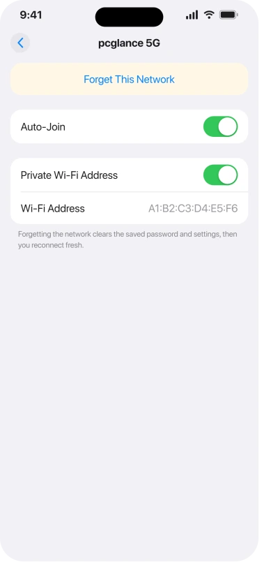Forget This Network option on iPhone Wi-Fi settings