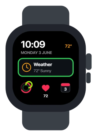 Apple Watch face edit screen with a complication slot selected