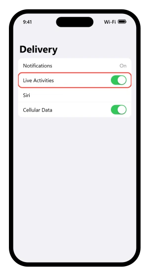 The Live Activities switch on an app in Settings, sitting under Notifications