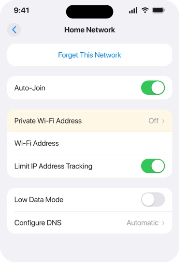 Tap the information button beside the network name to see which warning it is