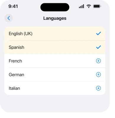 The Languages list with both languages downloaded