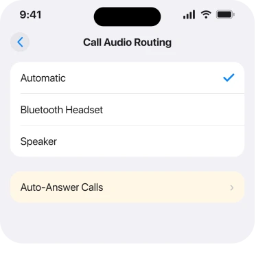 Settings, Accessibility, Touch, Call Audio Routing