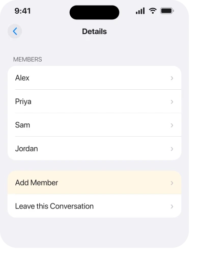 The group conversation participant list