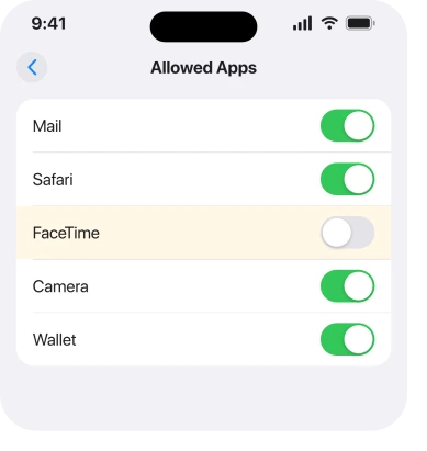 Screen Time, Content and Privacy Restrictions, Allowed Apps