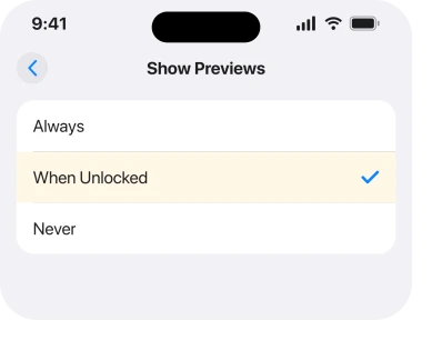Show Previews set to When Unlocked