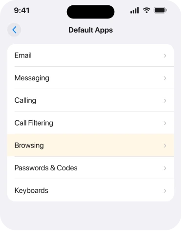 Settings, Apps, Default Apps