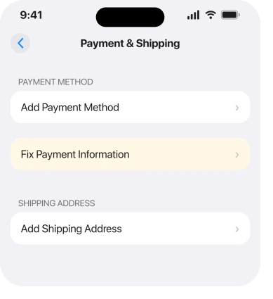 Settings, Payment and Shipping