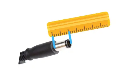 measuring laptop charger pin length