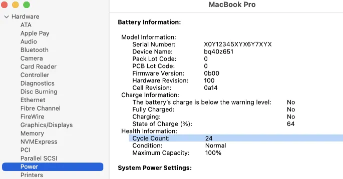 Checking MacBook battery health if battery is dead and needs replacement