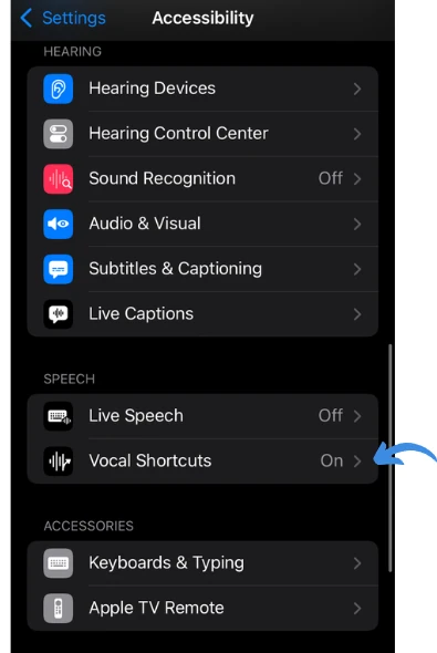 turn off vocal shortcuts