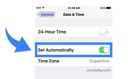 Set data and time to Set automatically
