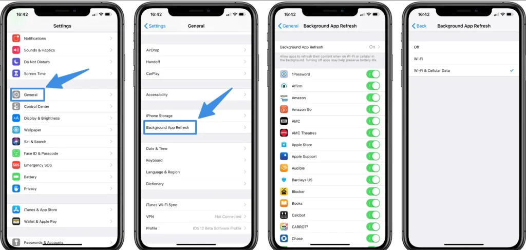 Turn off background app refresh settings