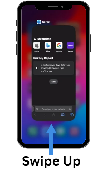 Swipe up to clear app switcher