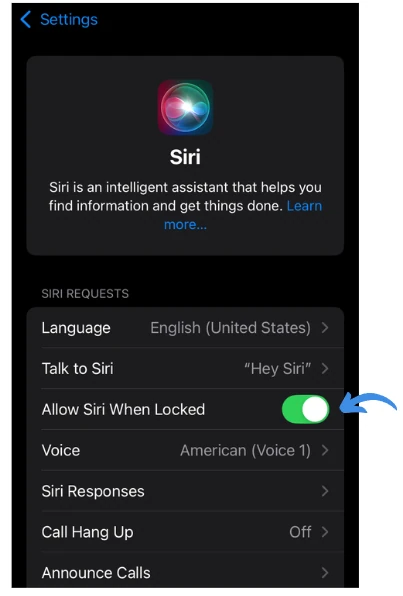 allow siri when locked option